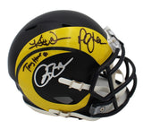 K Warner, T Holt, M Faulk & B Smith Signed Los Angeles Rams Rivalry Mini Helmet