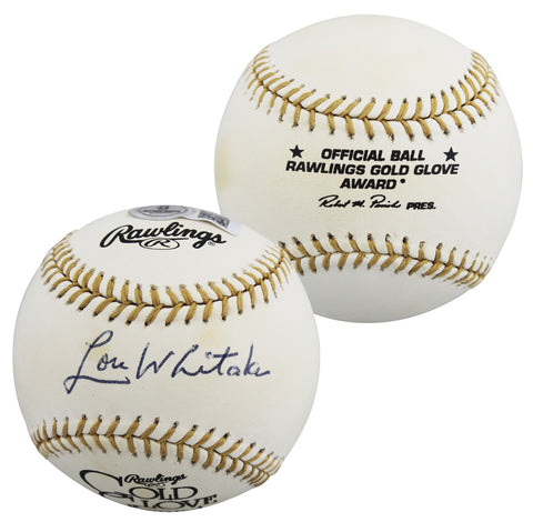 Tigers Lou Whitaker Signed Rawlings Gold Glove Logo OML Baseball BAS #BV01148