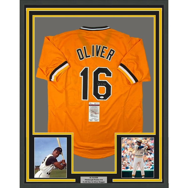 FRAMED Signed AL OLIVER 35x39 Pittsburgh Yellow Jersey JSA COA Auto