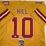 Autographed/Signed Tyreek Hill Kansas City Yellow Football Jersey JSA COA Auto