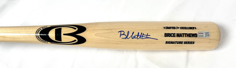 Brice Matthews Autographed Blonde Cooperstown Bat Baseball Bat - Tristar *Blue