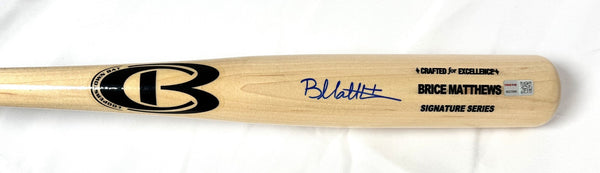 Brice Matthews Autographed Blonde Cooperstown Bat Baseball Bat - Tristar *Blue