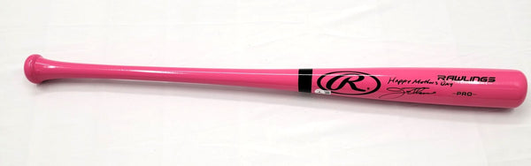 Jim Thome Signed Rawlings Pink Bat Indians White Sox W/Happy Mothers Day BAS