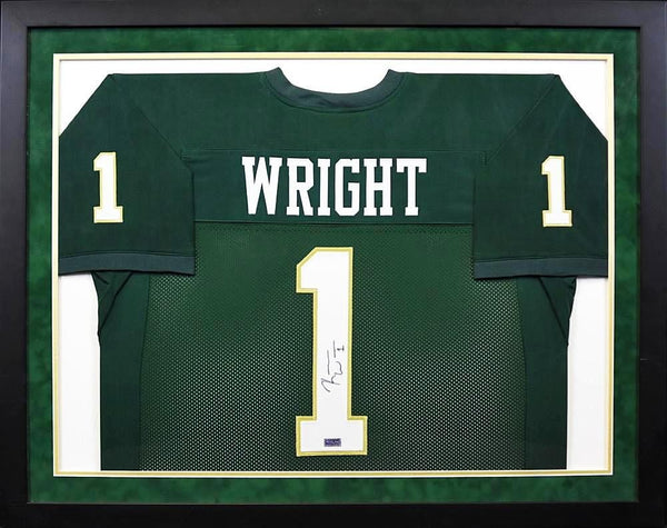 KENDALL WRIGHT AUTOGRAPHED BAYLOR BEARS #1 GREEN FRAMED JERSEY COA