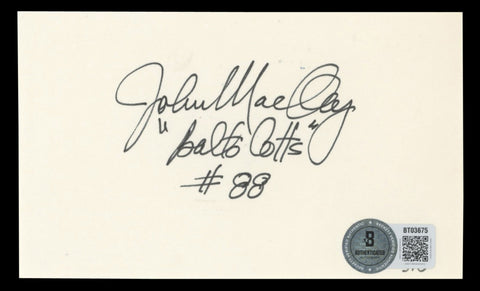 Colts John Mackey "Balt. Colts, #88" Authentic Signed 3x5 Index Card BAS