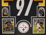 FRAMED PITTSBURGH STEELERS CAM HEYWARD AUTOGRAPHED SIGNED JERSEY BECKETT HOLO