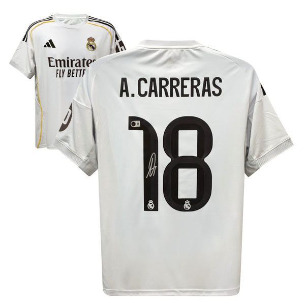 Alvaro Carreras Signed Real Madrid FC Home Soccer Jersey #18 with Beckett COA