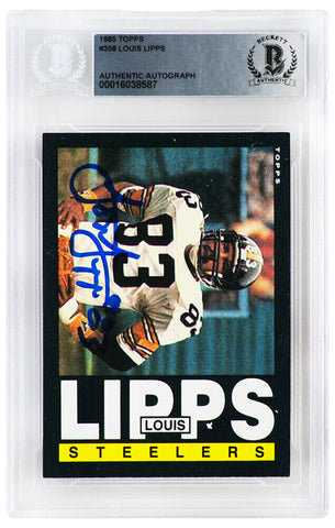 Louis Lipps Signed Steelers 1985 Topps RC Football Card #358 - (Beckett Slabbed)