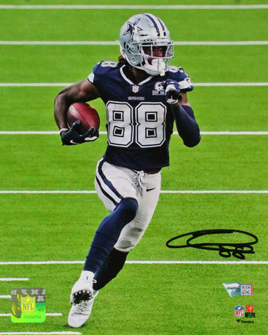 CeeDee Lamb Signed Dallas Cowboys Catch Blue Jersey 8X10 Photo- Fanatics *Black