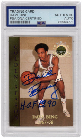 Dave Bing Signed Pistons 1996 Topps Stars Golden Season Card #57 w/HOF'90 -(PSA)