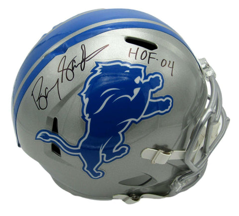 Barry Sanders HOF Signed/Insc Lions Full Size Rep Helmet Schwartz Sports 164871