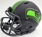 Russell Wilson Signed Eclipse Black Seahawks Speed Mini Helmet In Silver RW Holo