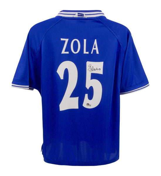 Gianfranco Zola Signed Chelsea F. C. Jersey (Beckett) Midfielder/Fwrd. 1996-2003