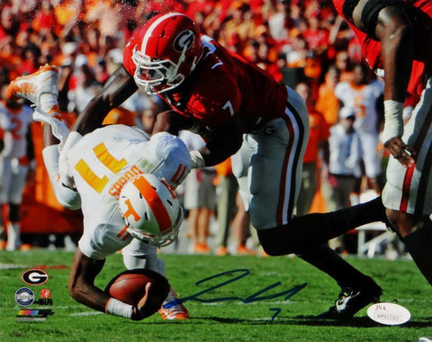 Lorenzo Carter Autographed Georgia 8x10 Tackling PF Photo - JSA W Auth *Blue