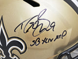 DREW BREES AUTOGRAPHED SAINTS GOLD FULL SIZE HELMET SB XLIV MVP BECKETT WITNESS