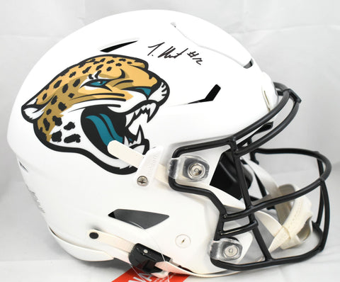 Travis Hunter Autographed Jaguars F/S Alt 2024 SpeedFlex Helmet- Beckett W Holo