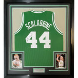 Framed Signed Brian Scalabrine 35x39 Boston Green Jersey JSA COA