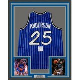 Framed Autographed/Signed Nick Anderson 33x42 Orlando Blue Jersey PSA/DNA COA