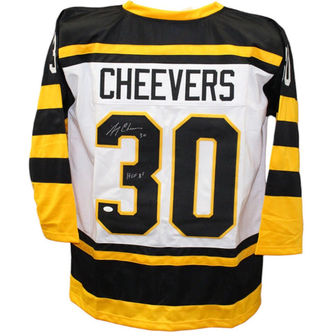Gerry Cheevers Autographed/Signed Pro Style White Jersey JSA 43530
