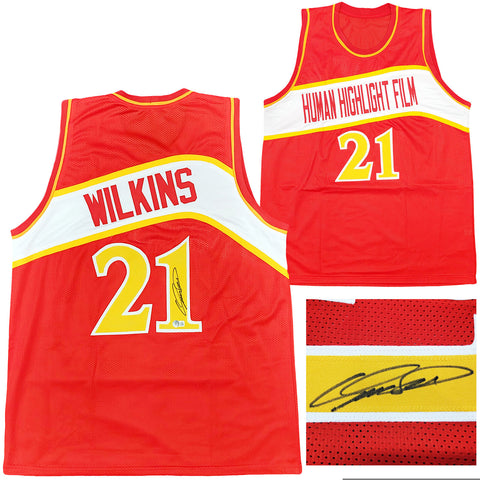 ATLANTA HAWKS DOMINIQUE WILKINS AUTOGRAPHED RED JERSEY BECKETT WITNESS 207966