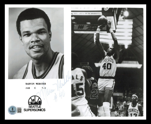 Marvin Webster Autographed 8x10 Photo Seattle Supersonics Beckett QR #BS36846