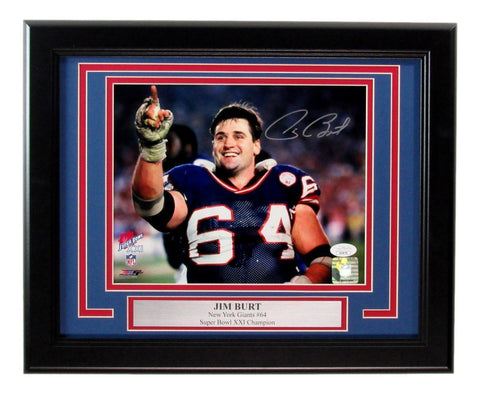 Jim Burt Signed 8x10 Photo New York Giants Framed JSA 187253