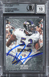 Ravens Ray Lewis Signed 2008 Upper Deck Icons #7 Card Auto Mint 10! BAS Slabbed