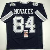 Autographed/Signed JAY NOVACEK Dallas Dark Blue Football Jersey JSA COA Auto