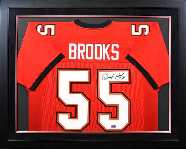 DERRICK BROOKS AUTOGRAPHED TAMPA BAY BUCCANEERS #55 FRAMED JERSEY COA