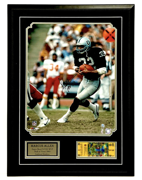 Marcus Allen Autographed Raiders 16 x 20 Photo with Ticket Allen Holo