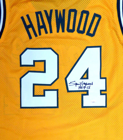 SONICS SPENCER HAYWOOD AUTOGRAPHED SIGNED GOLD JERSEY "HOF 15" MCS HOLO 104223