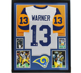 Kurt Warner Signed St. Louis Large Framed White Jersey