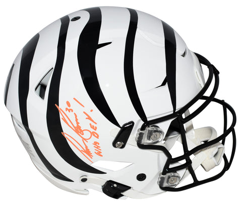 CHASE BROWN SIGNED CINCINNATI BENGALS WHITE AUTHENTIC SPEEDFLEX HELMET + WHO DEY