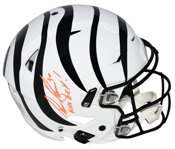 CHASE BROWN SIGNED CINCINNATI BENGALS WHITE AUTHENTIC SPEEDFLEX HELMET + WHO DEY