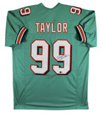 Jason Taylor Authentic Signed Teal Pro Style Jersey Autographed BAS #BS78060