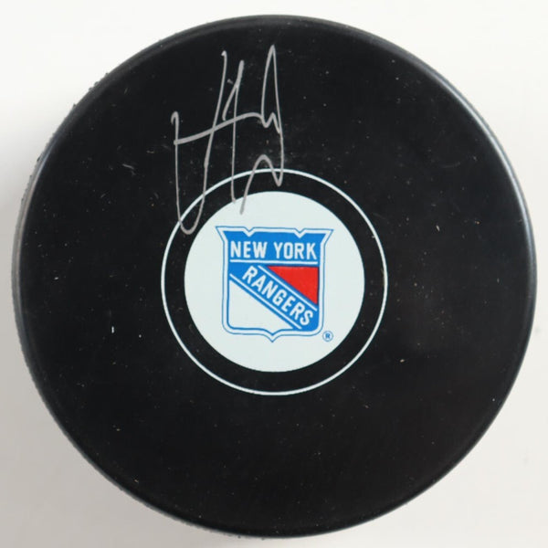 Vincent Trocheck Signed New York Rangers Logo Hockey Puck (JSA COA) 2xAll Star