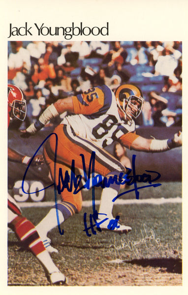 Jack Youngblood Signed Los Angeles Rams Mini Poster 45/50 HOF BAS 46173