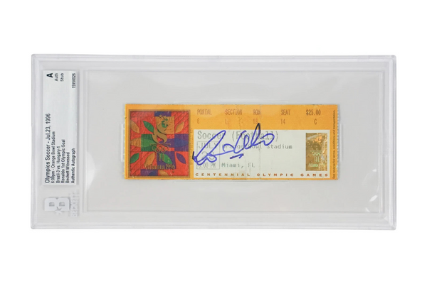 Ronaldo Nazario Signed 1996 First Olympic Goal Match Ticket - BGS Authentic