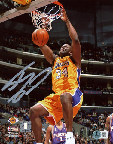 SHAQUILLE SHAQ O'NEAL AUTOGRAPHED LOS ANGELES LAKERS 8x10 PHOTO BECKETT