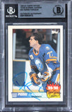 Sabres Pierre Turgeon Signed 1990 Topps Tiffany Team SL #20 Card BAS Slabbed