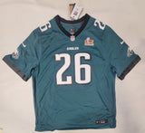 SAQUON BARKLEY SIGNED PHI EAGLES NIKE SCREENPRINT SUPER BOWL JERSEY W/ INS BAS