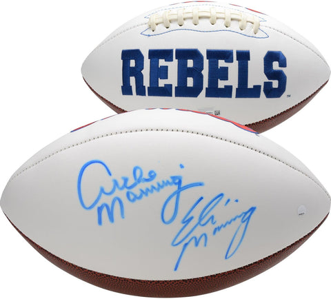 Archie Manning and Eli Manning Ole Miss Rebels Dual-Signed White Panel Football