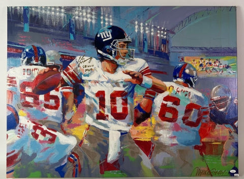 Eli Manning Autographed Canvas New York Giants Malcolm Farley Painting JSA COA
