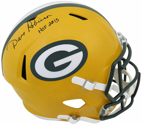 Dave Robinson Signed GB Packers Riddell F/S Speed Rep Helmet w/HOF 2013 (SS COA)