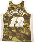 JAZZ JOHN STOCKTON AUTOGRAPHED GREEN M&N 1998-99 GHOST JERSEY XL BECKETT 224349