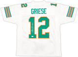 MIAMI DOLPHINS BOB GRIESE AUTOGRAPHED WHITE JERSEY BECKETT BAS WITNESS 222016