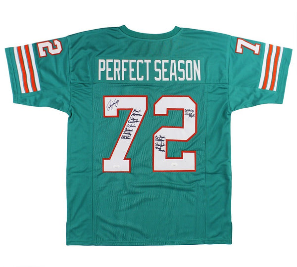 Perfect Season 1972 Signed Miami Custom Teal Jersey with 14 Signatures