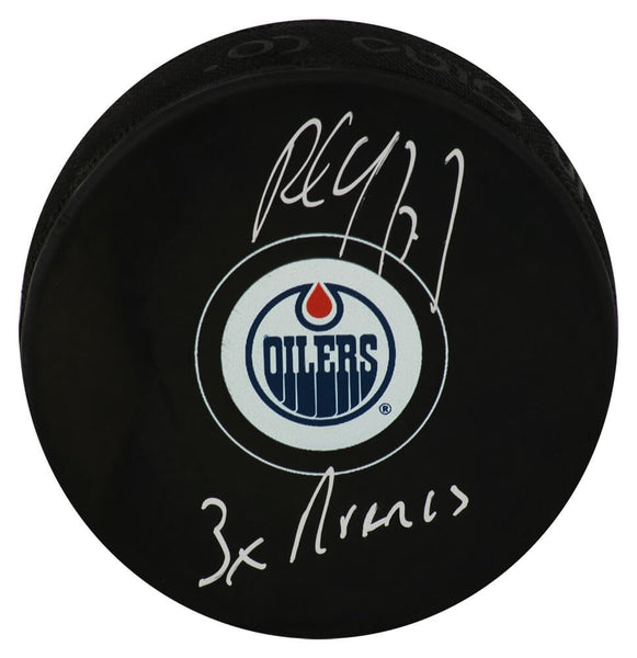 Paul Coffey Signed Edmonton Oilers Logo Hockey Puck w/3x Norris - (SCHWARTZ COA)