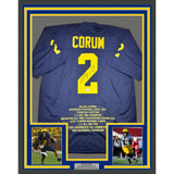 Framed Autographed/Signed Blake Corum Michigan 35x39 Stat Jersey BAS COA