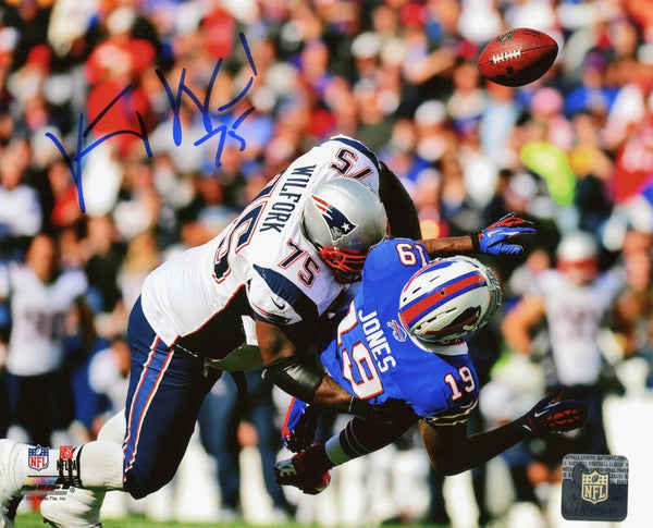 Vince Wilfork New England Patriots Signed Big Hit 8x10 Photo Patriots Alumni COA